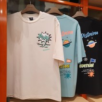 리트머스 여름 공용@오버핏 낙서 드로잉 크루넥 반팔티 M331