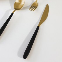 소코데코 골든벨 메이플우드 블랙 화이트 부부 수저세트 골드 실버 백화점 커트러리 40종, 14.골드 나이프