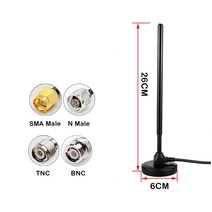 315MHz 강력한 마그네틱 척 안테나 고 이득 35dbi 구리 막대 외부 방수 SMA TNC BNC N 커넥터 RG58 3m 케이, 04 BNC MALE
