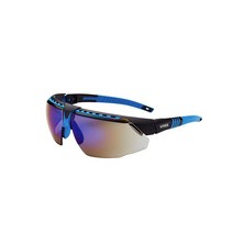 UVEX by Honeywell 아바타 보안경 레드 프레임 투명 렌즈 및 긁힘 방지 하드코트 포함(S2860), Blue Frame, Blue Mirror Lens Anti-Scratch