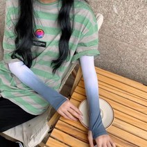 ZZJJC 그라데이션 선블라인드 아이스 슬리브 남녀 아이스슬립 라이더팔토시, 달빛회색