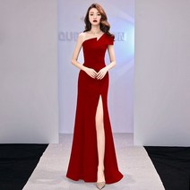 Lsnow 한 어깨 이브닝 가운 고귀한 기질 사교계 고급 하이 엔드 질감 긴 Fishtail 오라 퀸 긴 드레스 여름