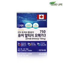 초임계 알티지 오메가3 퓨어 rtg 오메가쓰리 epa dha 영양제 흡수율높은 엔쵸비 멸치오메가 정제어유 필수지방산 비타민d 비타민e 기억력 혈중지질 혈행 눈 종합영양제 캐나다, 30캡슐 x 1박스