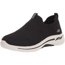 Skechers 여성용 고 워크 아치 핏 아이코닉 스니커즈 블랙/블랙 7 와이드