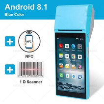 바코드프린터 휴대용프린터 라벨지 미니 송장 Sii Appe-boletaLoyverse 용 58mm Bluetooth 열 영수증 프린터 3G WiFi 모바일이있는 휴대용 POS PD, [08] Blue NFC Scnner, [01] EU plug