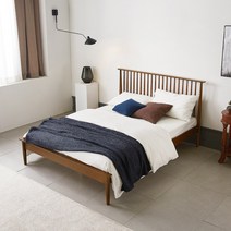 리홈스튜디오 보그 SE0등급 사계절 고무나무 원목침대 프레임 퀸, 월넛