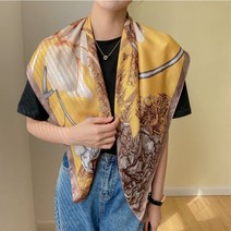 [무료배송]라헤브즈 클래식 빅플라워 모란꽃 실크 사각 패턴 스카프 4컬러 (명품 봄 가을 90 여성 에르 까레 토템 카멜리아 트윌리 미니)