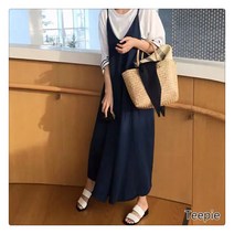 티피/Teepie 여성 빅사이즈 캐주얼 린넨 와이드 점프슈트 멜빵바지