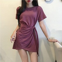 맵시언니 지나 매듭 랩 반팔 원피스