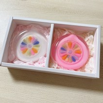 데일리온 무지개 떡 비누 2구세트 추석비누 명절 어린이집 답례품 선물, 화이트, 옐로, 감