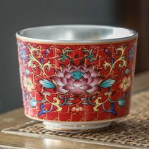 로얄클래식 커피잔 세트 고급 북유럽 금테 실버 찻잔 파란색과 흰색 도자기 쿵푸 차 중국 에나멜 마스터 컵 대용량 선물 상자, C금은