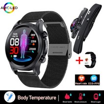 스마트 시계 남성 ECG 혈압 심장 박동 모니터 건강 워치, 02 Mesh Belt Black A