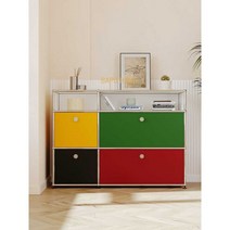 빈티지가구 엔틱 침대틈새 오픈 수납장 미니수납장, 스타일 8 (120x35x87cm) 흰색 4개의 캐비닛