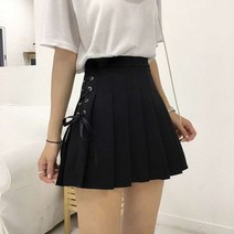 겨울 주름 두꺼운 하이웨스트 울미니스커트 플리티드 스커트 솔리드 A 라인 하이 웨이스트 미니 고딕 펑크 보우 레이스 업 프레피 교복