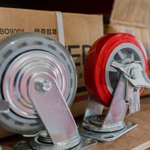 무소음 구루마 구르마 카트 3인치 소형대차 가구이동 적색 PVC 고정 바퀴, 6인치 특대형대차 바퀴 (지름 150mm), 01. 적색 PVC 바퀴, 회전 브레이크형 바퀴