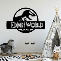 파티룸 인테리어 소품 소년 방 장식 jurassic world wall sticker custom name jurassic world vinyl wall decal 공룡 스타일, M 42x28cm, 608 red