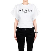 [알라이아] 23SS 화이트 로고 티셔츠 AA9H02913J010 009