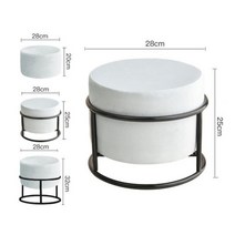 화장대의자스툴 원목의자 식탁의자 패브릭 신발 의자 홈 장식 가구 플란넬 거실 오토만 둥근 높이 조절, 09 black white