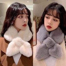 일월전빵 고퀄리티 페이크 퍼 크로스 여성 머플러 넥워머 2P세트