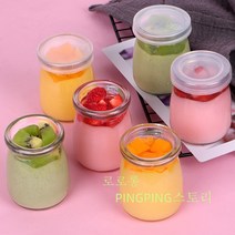 푸딩병 요거트병 유리 요구르트병 100ML 200ML 푸딩 유리병 젤리 항아리 Wstug 증정, 200ml 4개세트 (스푼 4개)