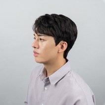 가발닷컴 가일펌 남자가발 가르마펌 전체가발, 내츄럴블랙(모델착용), L사이즈, 왼쪽에서 오른쪽