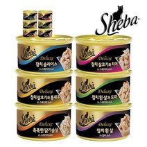 쉬바 반려묘용 간식 캔, 참치 + 도미 혼합맛, 12개
