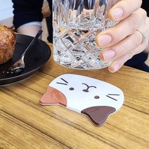 [KT알파쇼핑]러블리 고양이 페이스 PVC 코스터 컵받침대, 화이트, 1개