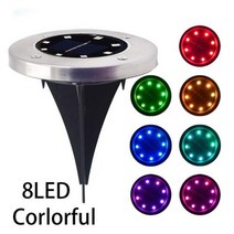 정원 꾸미기 화단 소품 용품 조경 태양광 디스크 지하 조명 잔디 지상 야외 방수 크리스마스, 8Led 색상ful+1PC