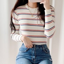[드레스날다] 패셔니스타 스트라이프 골지 티셔츠(knit538)