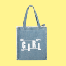 대학생 데님 에코백 빈티지 어깨 청 가방 프린팅 숄더백