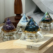 JIYU 천연 오브제 원석 오르고나이트 피라미드 인테리어 소품 thu, 문스톤(화이트)