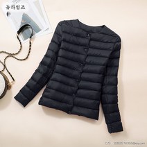 여성용 U넥 크루넥 이너 경량 울트라 라이트 패딩 오리털 덕다운