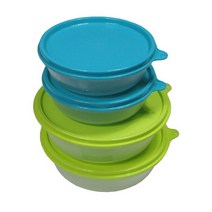 타파웨어 반찬용기 4인조 보울세트 원형볼 324번 300ml-2개 600ml-2개 타파 반찬통 탁월한 밀폐력 신선보관 13.4x4.9/16.6x6.1cm