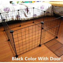 펜스 울타리 diy 애완 동물 울타리 dog 케이지 playpen iron net cat dog kennel house 동물 새 rabbit guinea pig playing, 문이 있는 검은색, 1개, 협력사