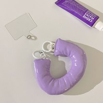 링 가죽 팔목걸이 핸드폰고리 가방고리 키고리, 보라, 1개