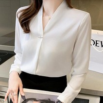 흰색블라우스 블라우스맛집 브이넥 커리어우먼 쉬폰 봄 하객 출근룩 홈쇼핑