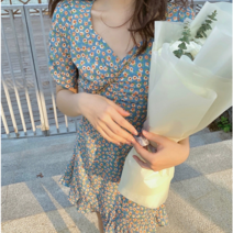 BUyuS비치 휴양지 린넨 랩 여름 플라워 바닷가 미니 원피스굿딜 브이숍