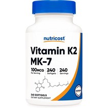 Nutricost 비타민 K2 MK-7 100 mcg 240 소프트젤 - 글루텐 프리 및 유전자 변형 성분 없음 MK7