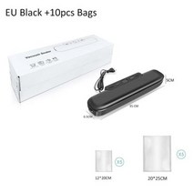 가정용 진공 포장기 실링기 음식 간편한 진공포장 씰링기 밀봉기, Black Only+EU 플러그+220V
