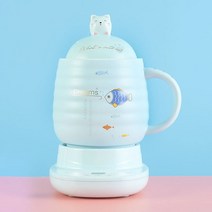 중탕기 차탕기 전기약탕기 220V 800ML 미니 전기 스튜 컵 사무실 차 죽 냄비 우유 난방 물 주전자 세라믹, 05 Blue Cat
