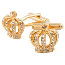 STK 빈티지 크라운 커프스 단추 크리스탈 커프스 링크 웨딩 셔츠 정장 버튼