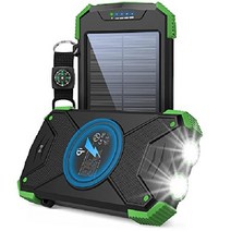 BLAVOR 태양광 휴대폰 충전기 10000mAh 방수LED라이트3개 동시출력, 짙은 녹색