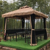 파라고 야외 파고라 초가 바베큐장 원두막 정자, 3x3m 초가 파고라 + 천