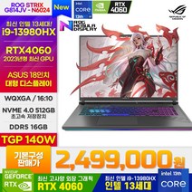 [2023년 최신모델 18인치] i9 13세대 / RTX4060 / TGP 140W / 240Hz / 16GB / 512GB 게이밍노트북 ASUS ROG G814JV-N6024, Free DOS, 32GB, 1TB, 코어i9, 이클립스 그레이