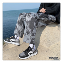티피/Teepie남자 봄가을 빅 사이즈 와이드 일자핏 날염 캐주얼 바지
