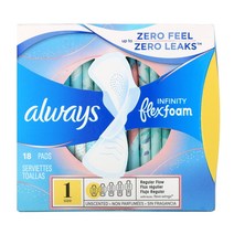 Always Infinity Flex Foam with Wings 사이즈 1 레귤러 플로우 무향 패드 18개