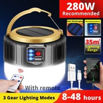 아파트 태양광 자가 발전기 원격 야외 텐트 램프와 태양 광 led 캠핑 빛 usb 전구, 협력사, 280w 솔라 블랙, 1개