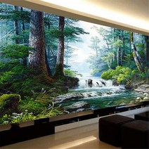 전체 풍경 금전운 가득 흐르는물 돈들어오는 그림 비즈 대형 보석십자수 재료 diy, 200x80cm
