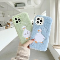 갤럭시 a72 71 52 51 32 31 22 21s 12 귀여운 오리 자수 밍크 퍼 뽀글이 후리스 폼폼이 보들 털 케이스