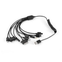 리코gr2 cctv 카메라 케이블휴대용 스마트 폰 범용 USB 충전 케이블 10 in 1 Multi Functions 경량 개폐식, 검은색, 검은색